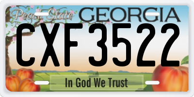 GA license plate CXF3522
