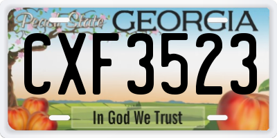 GA license plate CXF3523