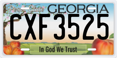 GA license plate CXF3525
