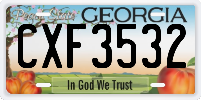 GA license plate CXF3532