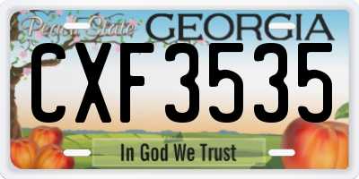 GA license plate CXF3535