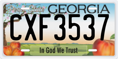 GA license plate CXF3537