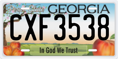GA license plate CXF3538