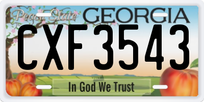 GA license plate CXF3543