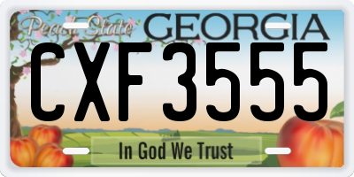 GA license plate CXF3555