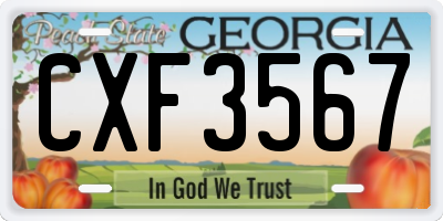 GA license plate CXF3567