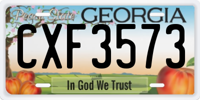GA license plate CXF3573