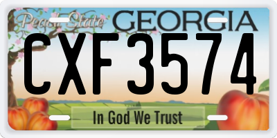GA license plate CXF3574