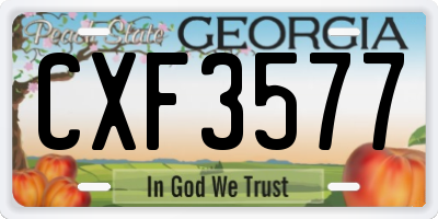 GA license plate CXF3577