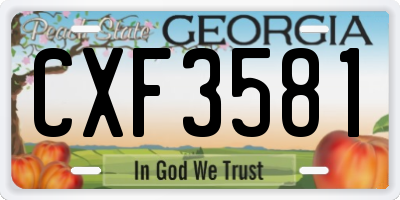 GA license plate CXF3581