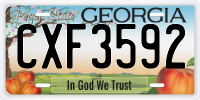 GA license plate CXF3592