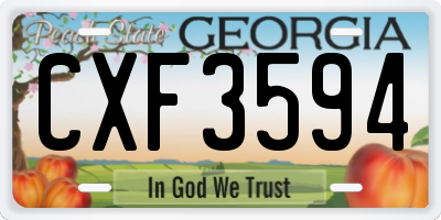 GA license plate CXF3594
