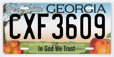 GA license plate CXF3609
