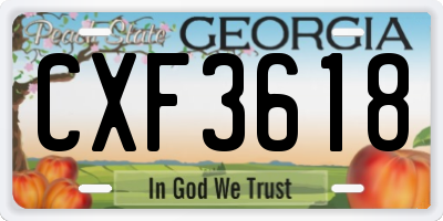 GA license plate CXF3618