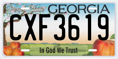 GA license plate CXF3619