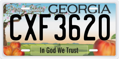 GA license plate CXF3620