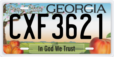 GA license plate CXF3621