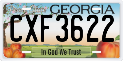 GA license plate CXF3622
