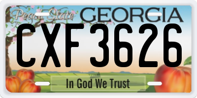 GA license plate CXF3626