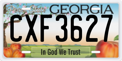 GA license plate CXF3627
