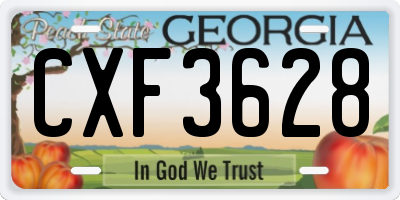 GA license plate CXF3628
