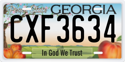 GA license plate CXF3634