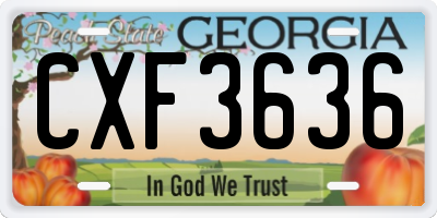 GA license plate CXF3636