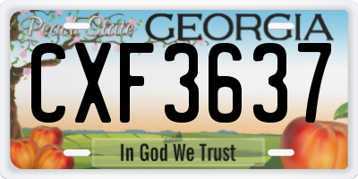 GA license plate CXF3637