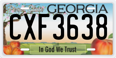 GA license plate CXF3638