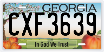 GA license plate CXF3639