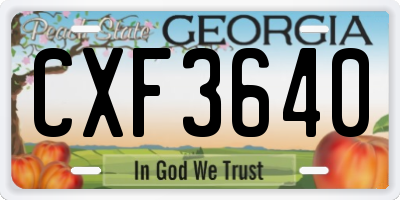 GA license plate CXF3640
