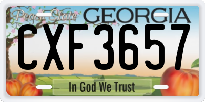 GA license plate CXF3657