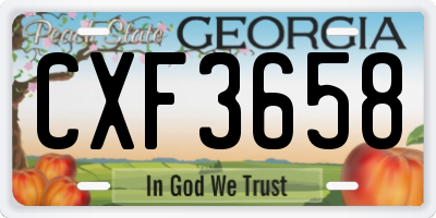 GA license plate CXF3658