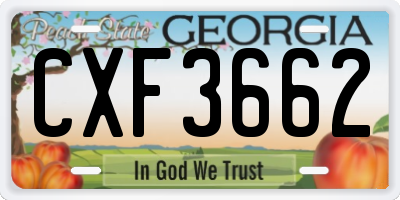 GA license plate CXF3662