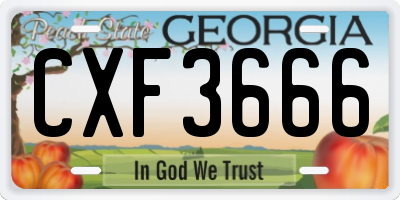 GA license plate CXF3666