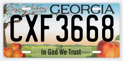 GA license plate CXF3668