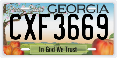 GA license plate CXF3669