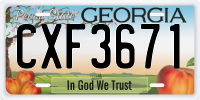GA license plate CXF3671