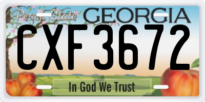 GA license plate CXF3672
