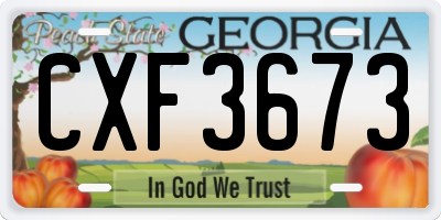 GA license plate CXF3673