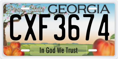 GA license plate CXF3674
