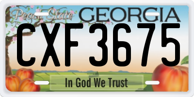 GA license plate CXF3675