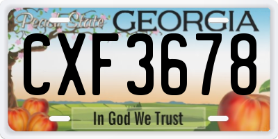 GA license plate CXF3678