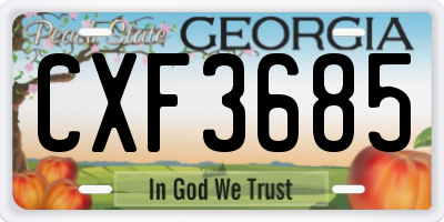 GA license plate CXF3685