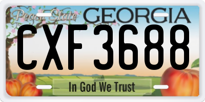GA license plate CXF3688