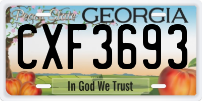 GA license plate CXF3693