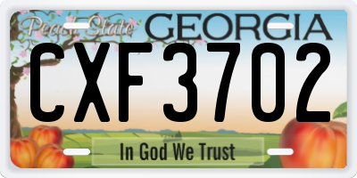 GA license plate CXF3702