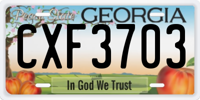 GA license plate CXF3703