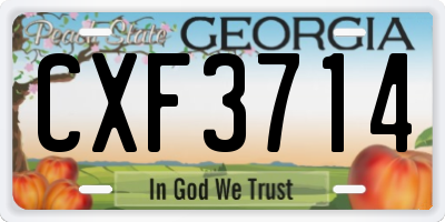 GA license plate CXF3714