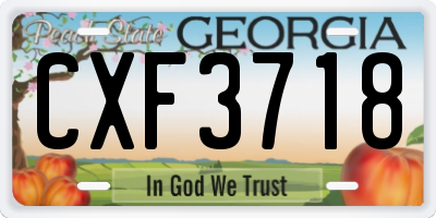 GA license plate CXF3718